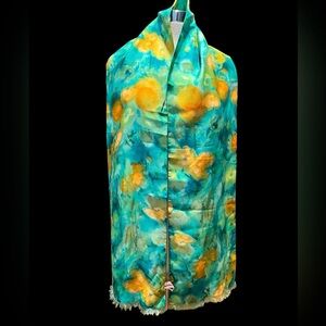 Vintage Ray Strauss made in USA floral 100% silk scarf